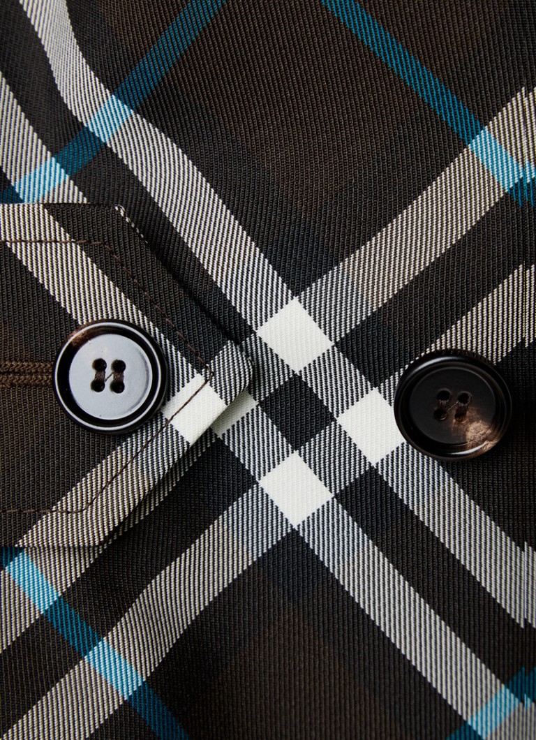 Burberry coat with check pattern and side pockets
