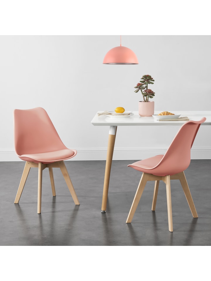 en.casa 2er-Set Esszimmerstuhl Fläten in Rosa (H)81cm (B)49cm (T)57cm günstig kaufen onesize