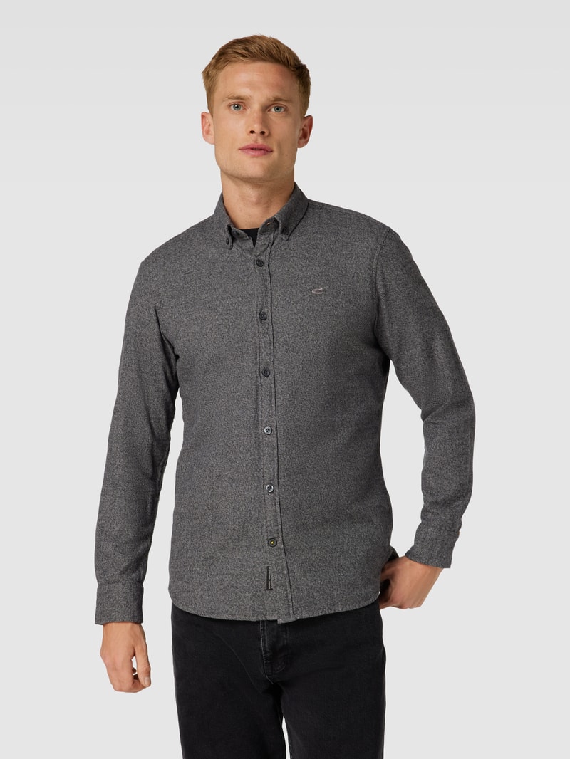 Regular Fit Freizeithemd mit Button-Down-Kragen in hellgrau meliert