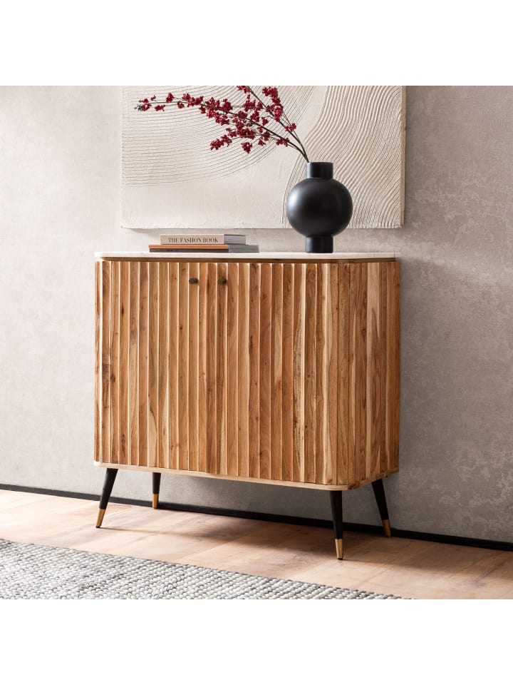 KADIMA DESIGN Hausbar Akazie Massivholz 95x90x41 cm Weinbar Echter Marmor, Kleine günstig kaufen onesize