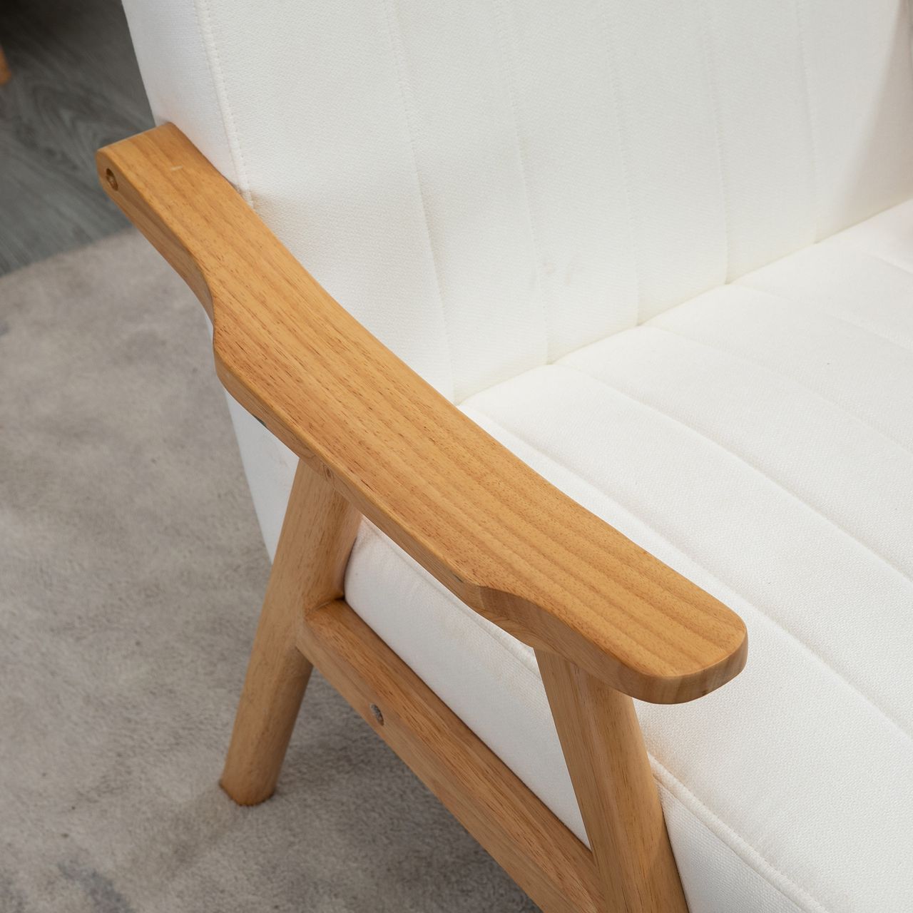HOMCOM Polstersessel Wohnzimmersessel mit Armlehnen Naturholz Farbe: Creme
