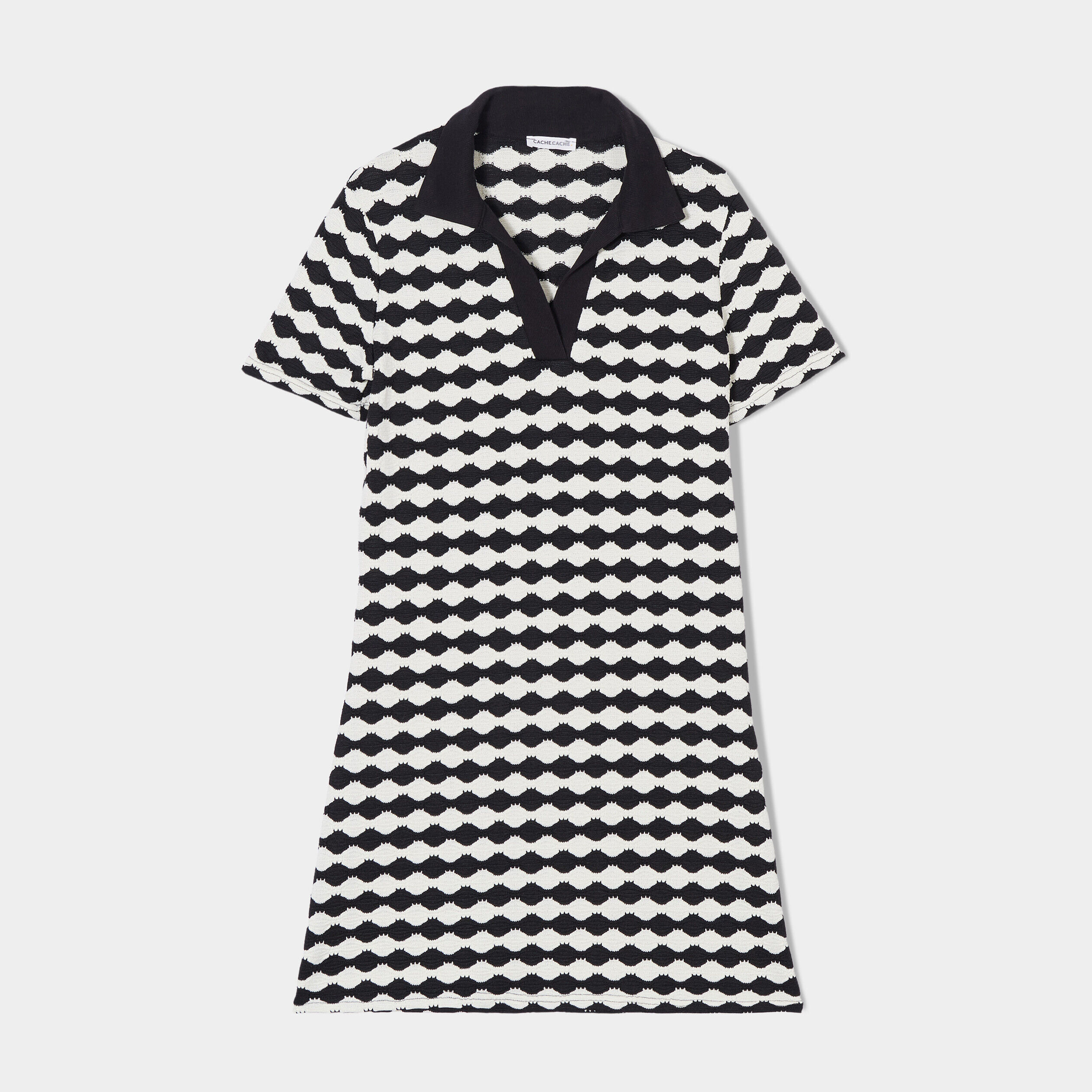 Robe droite col polo noir femme | Cache Cache