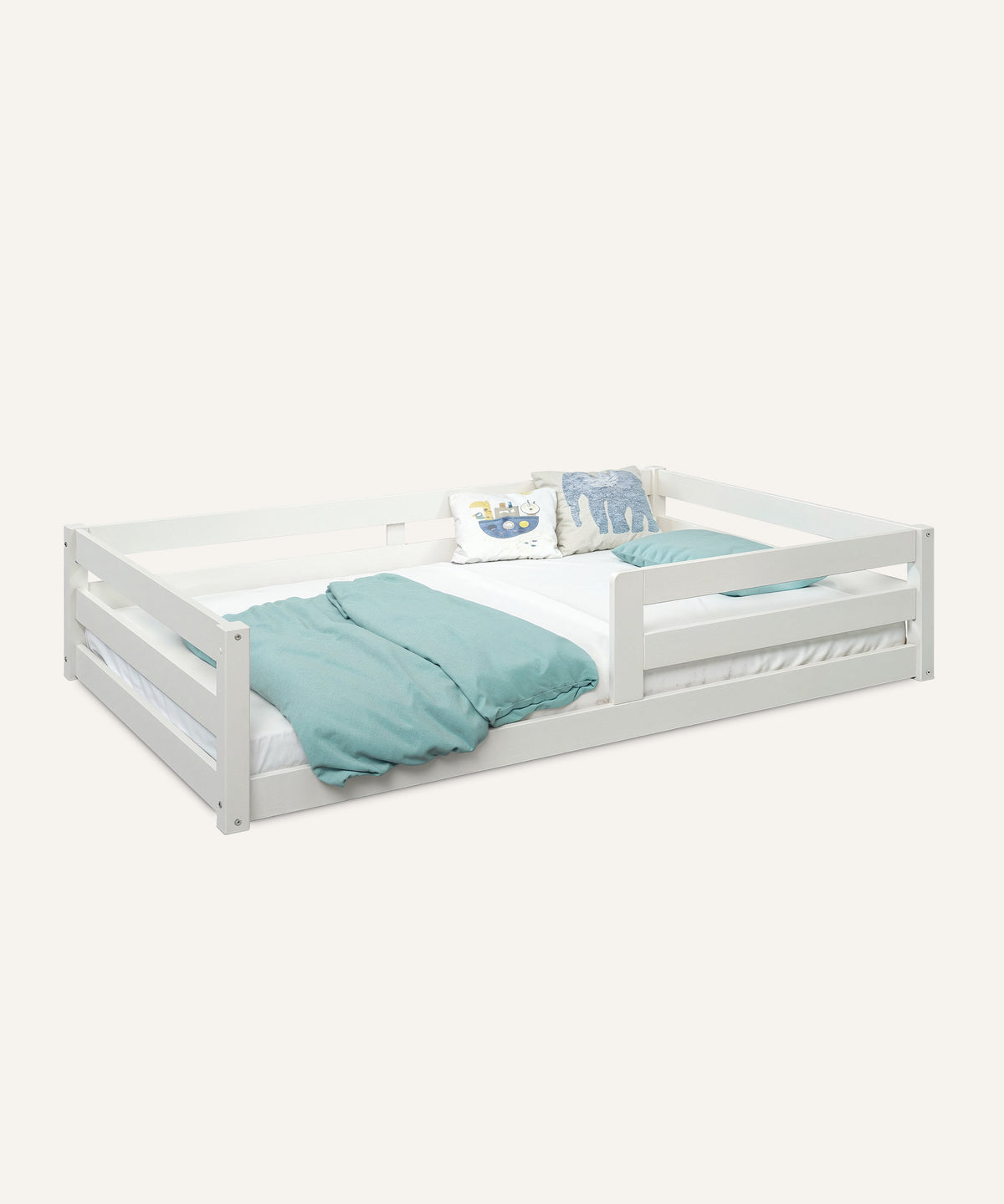 Bodenbett Kiefer K3 Weiß