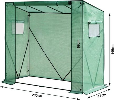 Woltu Gewächshaus, PE halbtransparent 130 g/m² 200x77x146/169 cm Weiß