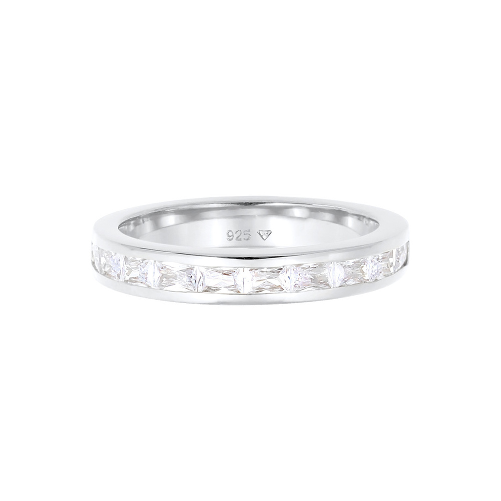 Elli Elli Bague Baguette Coupée Élégante avec Cristaux de Zircone Bague Femme - (925/1 Bague