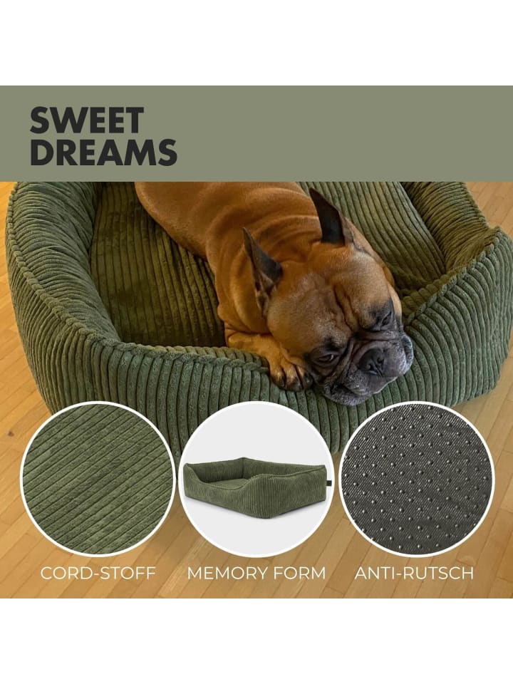 PAW WOW Hundebett ANTON Cord Olivegrün günstig kaufen 80 x 60 cm