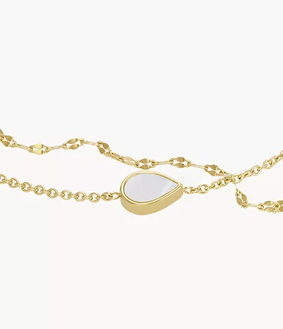 Fossil Gliederarmband Teardrop Perlmutt weiß