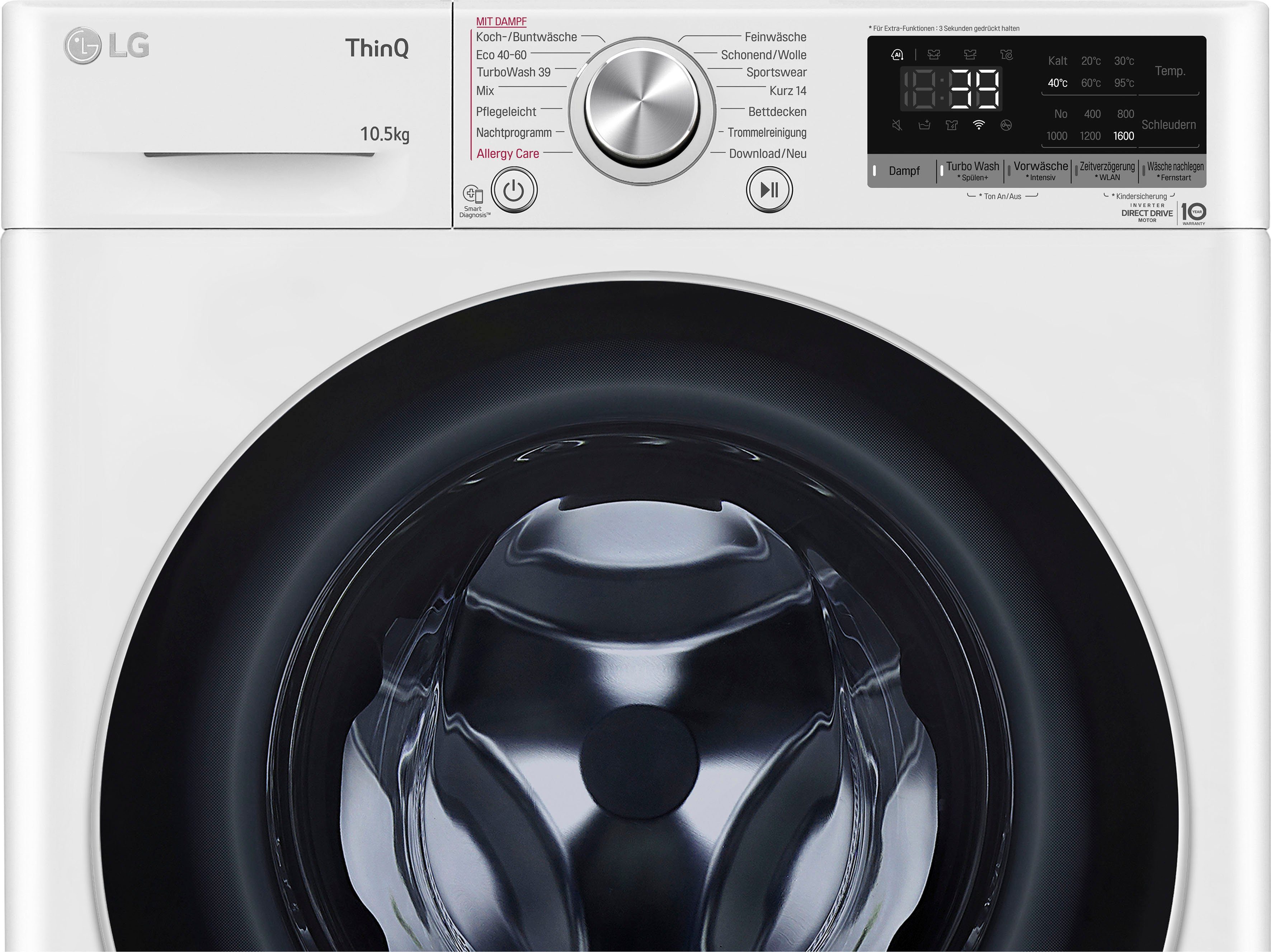 LG Waschmaschine F6WV710P1, 10,5 kg, 1600 U/min, TurboWash® - Waschen in nur 39 Minuten