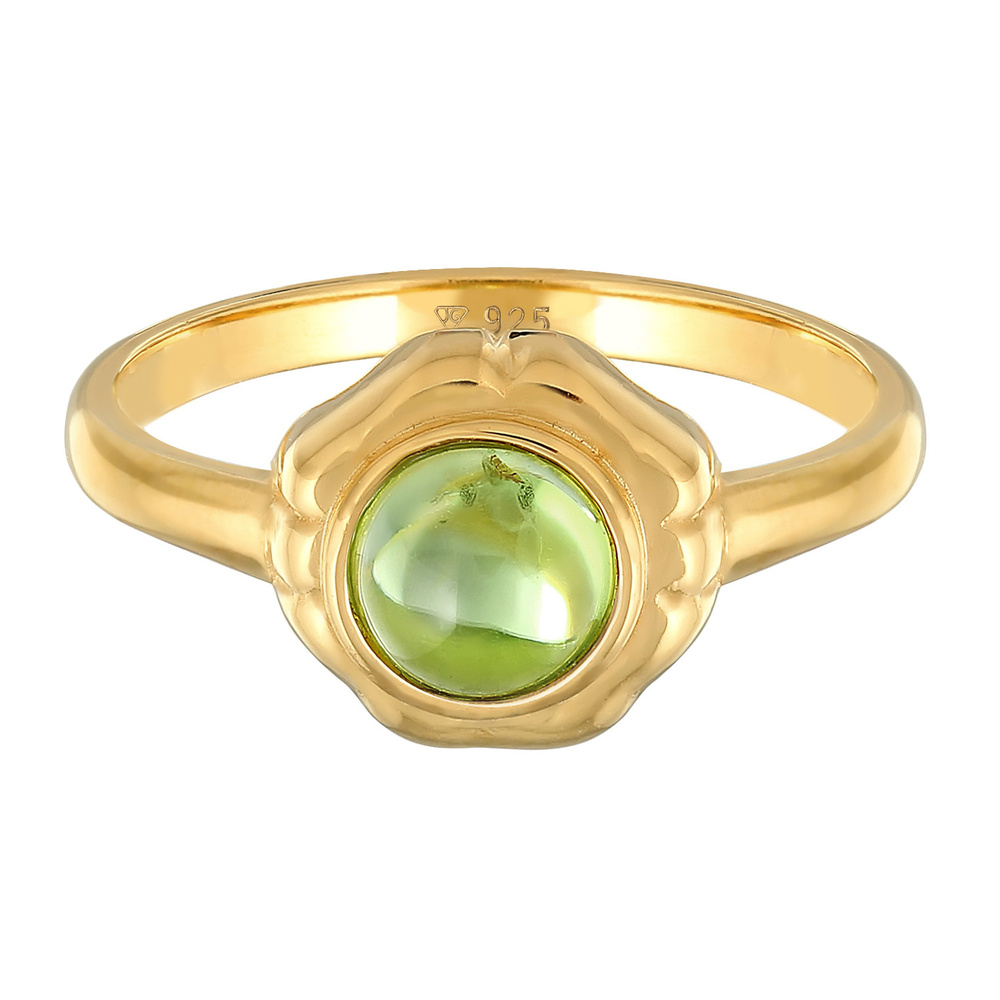 Elli PREMIUM Elli PREMIUM Bague Femme Cabochon vert classique avec péridot en argent sterling  Bague