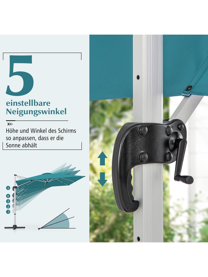 COSTWAY Sonnenschirm rechteckig 300x300cm in Blau günstig kaufen onesize