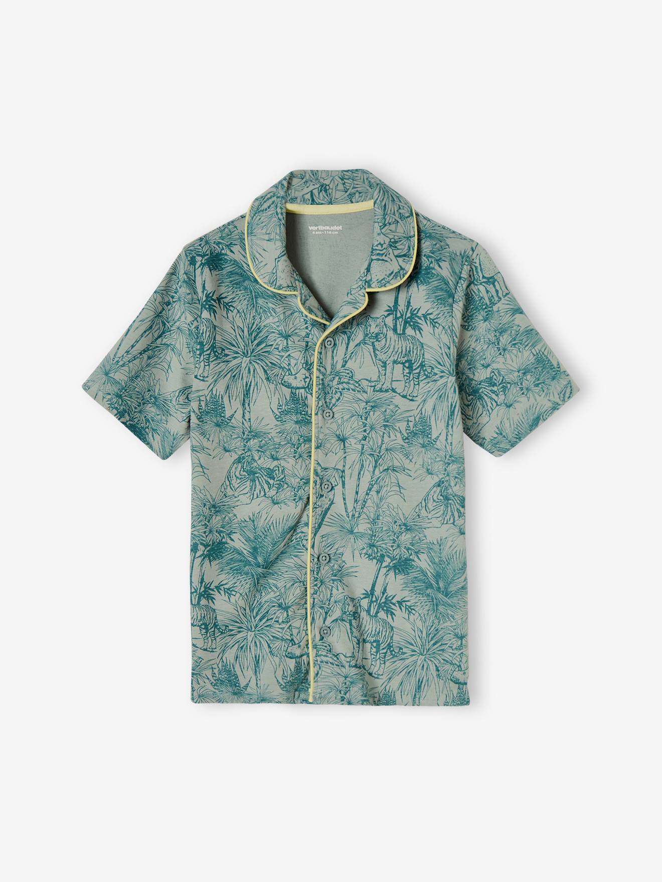 Pyjashort imprimé jungle garçon vert sauge