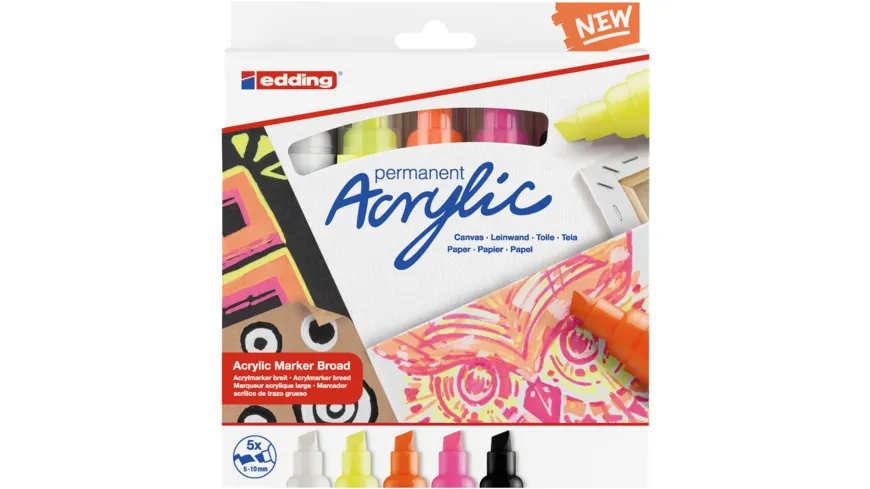 edding Acrylmarker 5000 5er-Set breit neon neon