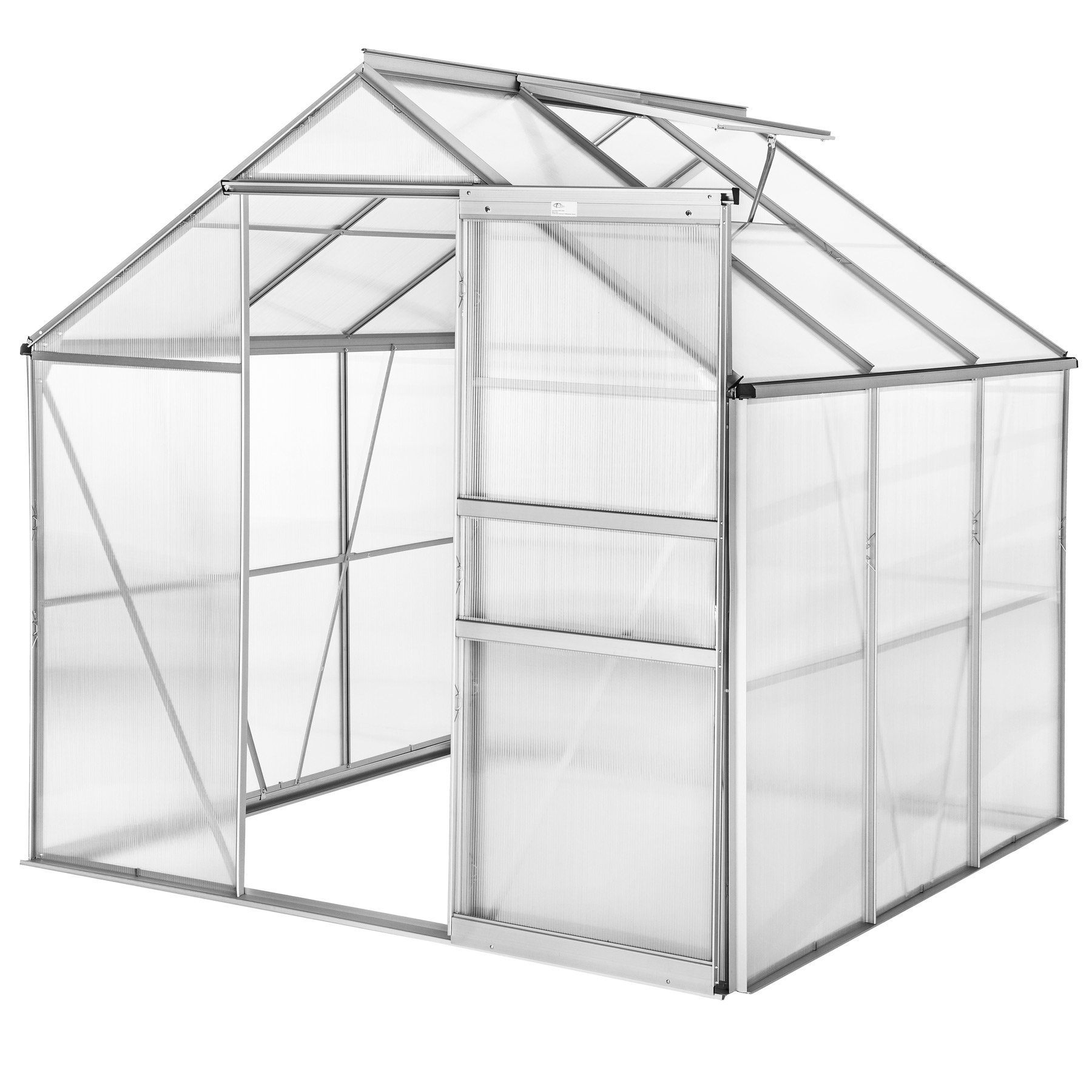 tectake Gewächshaus Gewächshaus aus Aluminium ohne Fundament, 0,40 mm Wandstärke