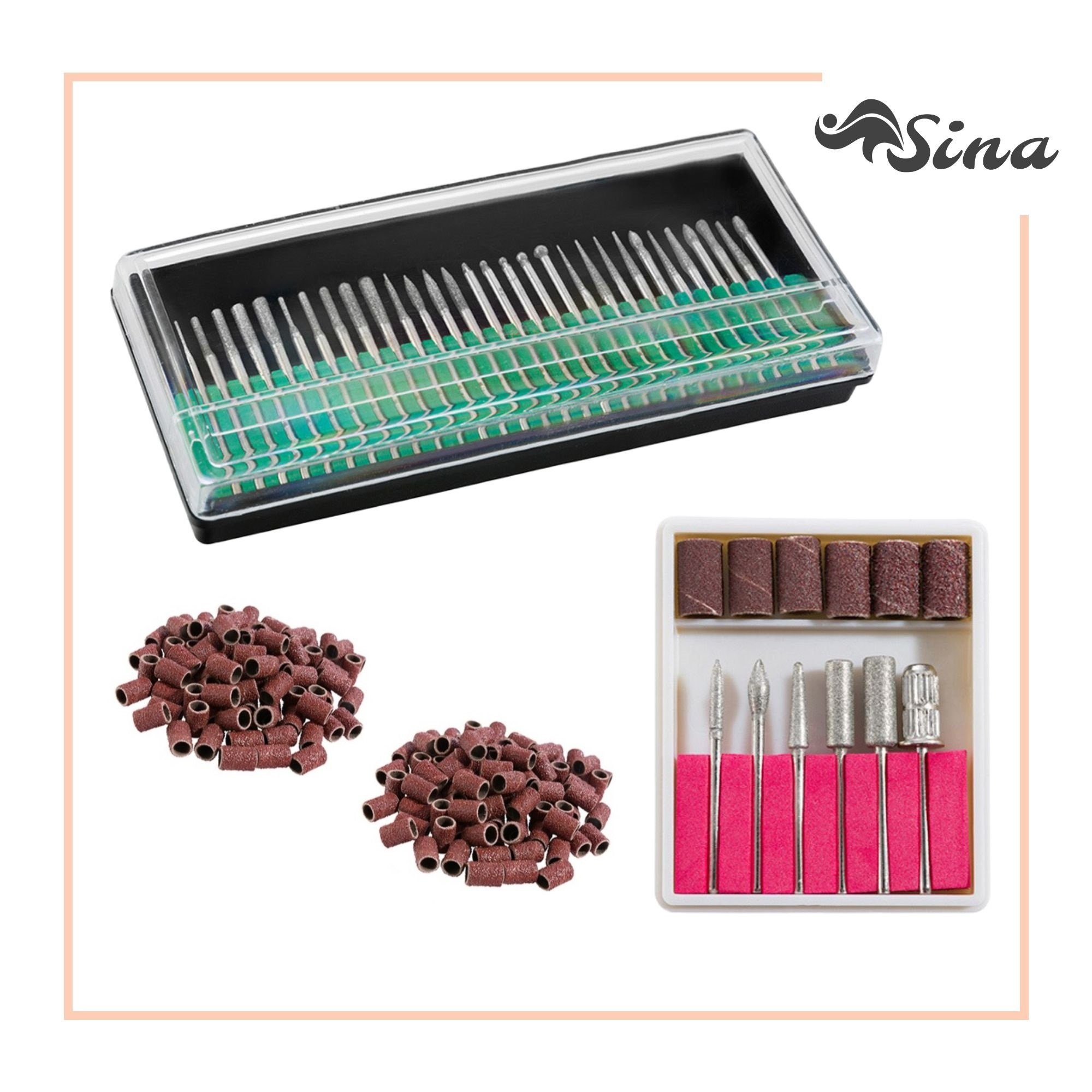 Sina Beauty-Multigerät Elektrische, inkl. 6 tlg. Bit-und Mandrel-Set + 30 Diamantfräser, Bundle: 299 Grau (99 G)