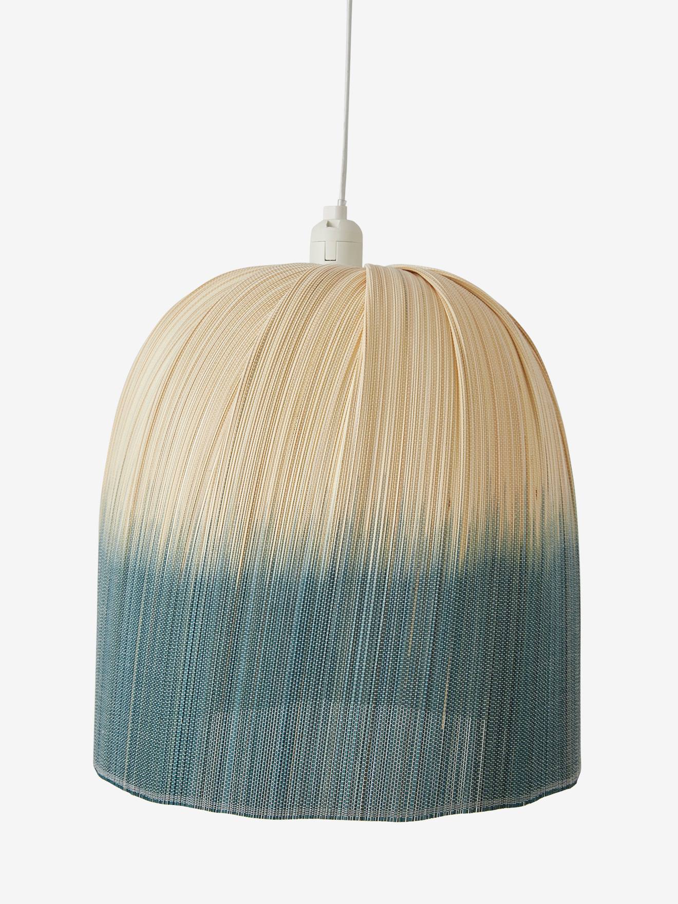Abat-jour pour suspension en bambou Tie and Dye beige / bleu