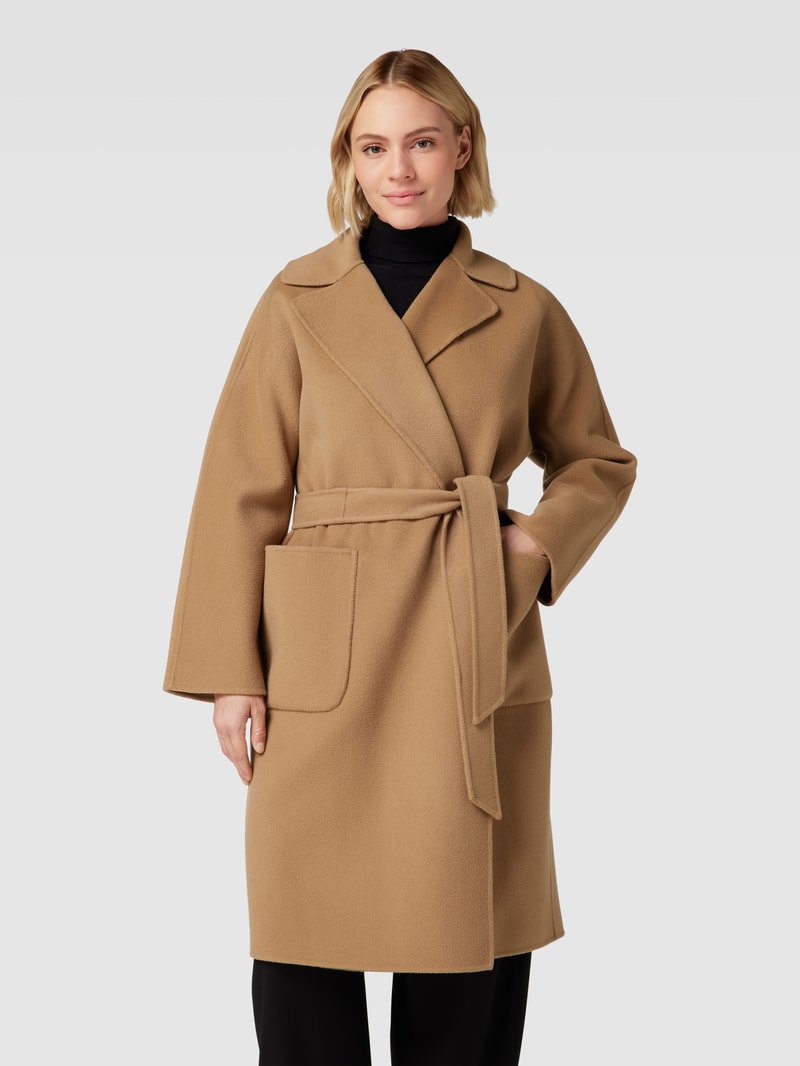 Mantel aus Wolle mit Bindegürtel Modell 'ROVO' in camel