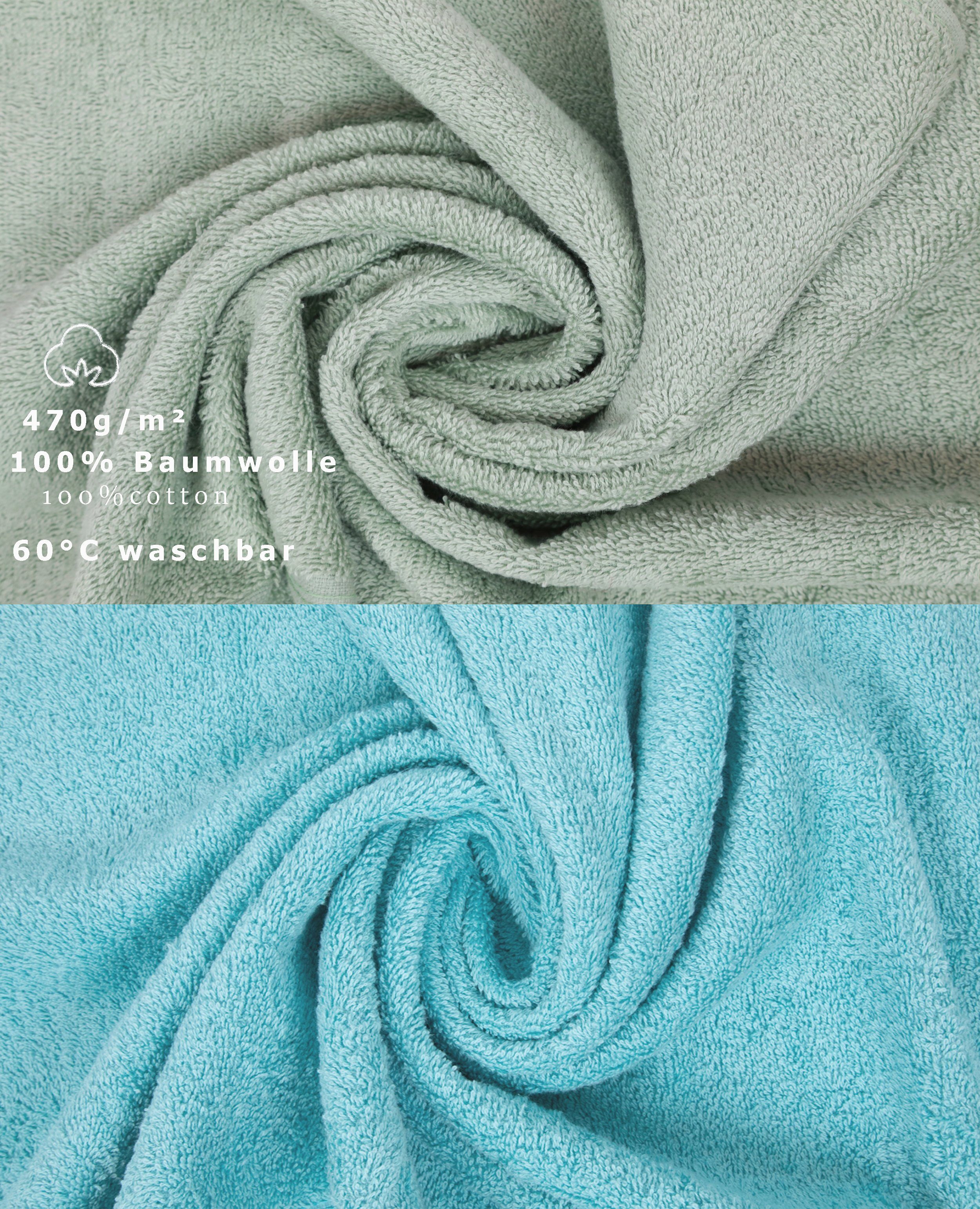 Betz Handtuch Set 12-TLG. Handtuch Set Premium Farbe heugrün/Ocean, Baumwolle, (12-tlg)