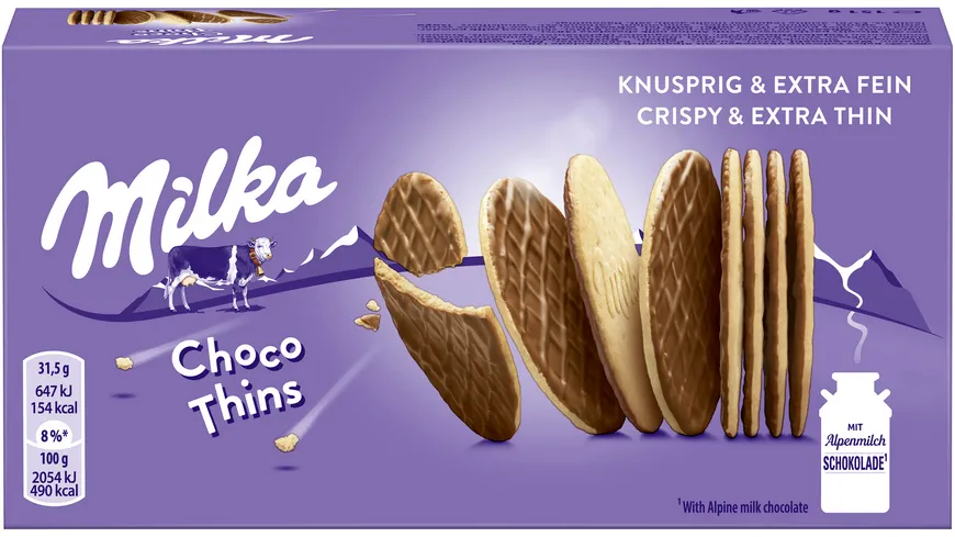 Milka Kekse Choco Thins knusprig & extra fein 151 g