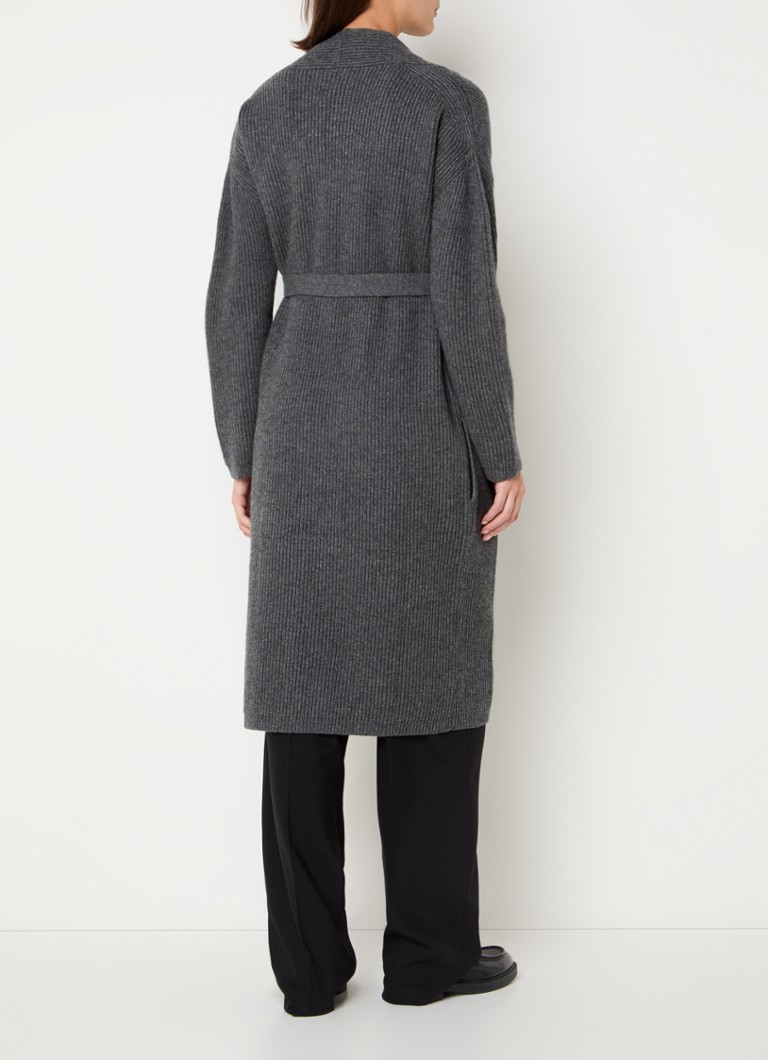 Gilet ouvert côtelé MaxMara Verna en mélange de cachemire avec ceinture à nouer