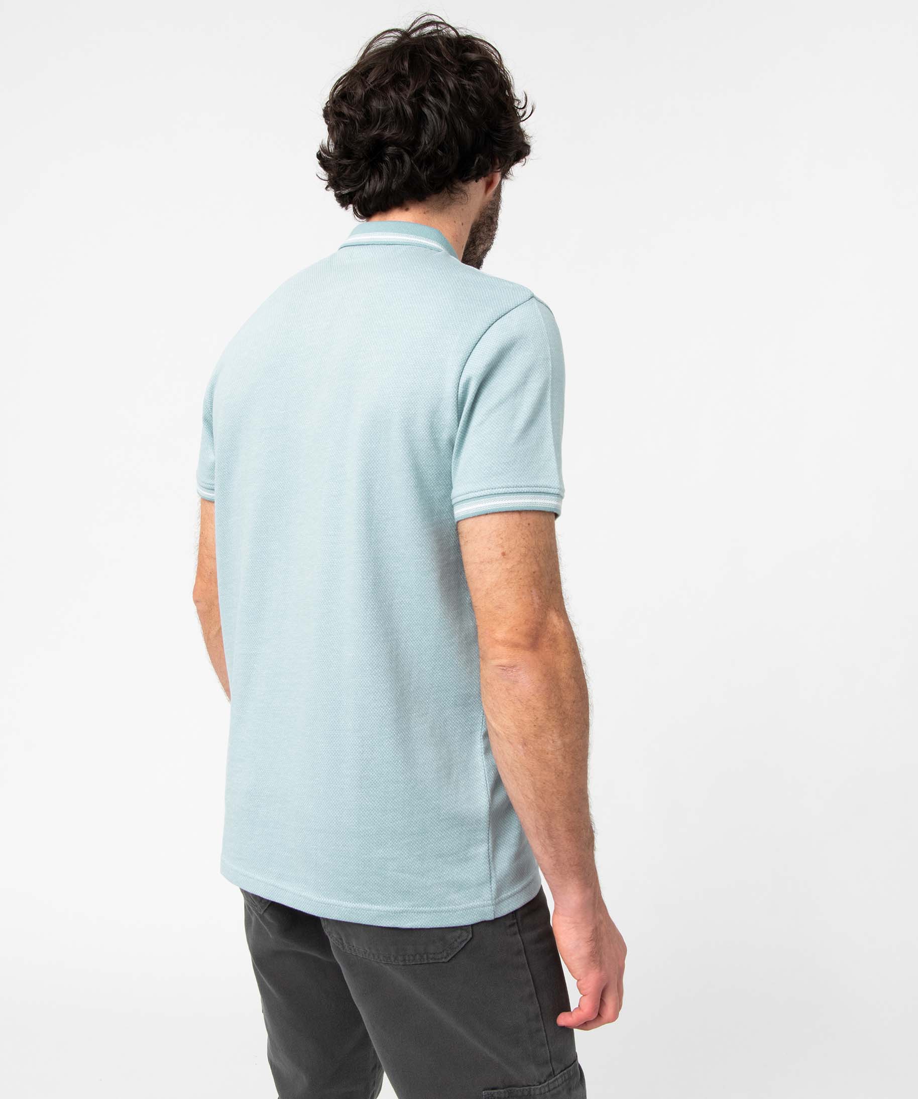 Polo homme à manches courtes et petit motif bleu | GEMO