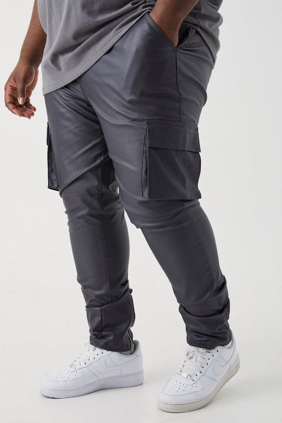 Plus beschichtete Skinny Twill Cargo-Hose