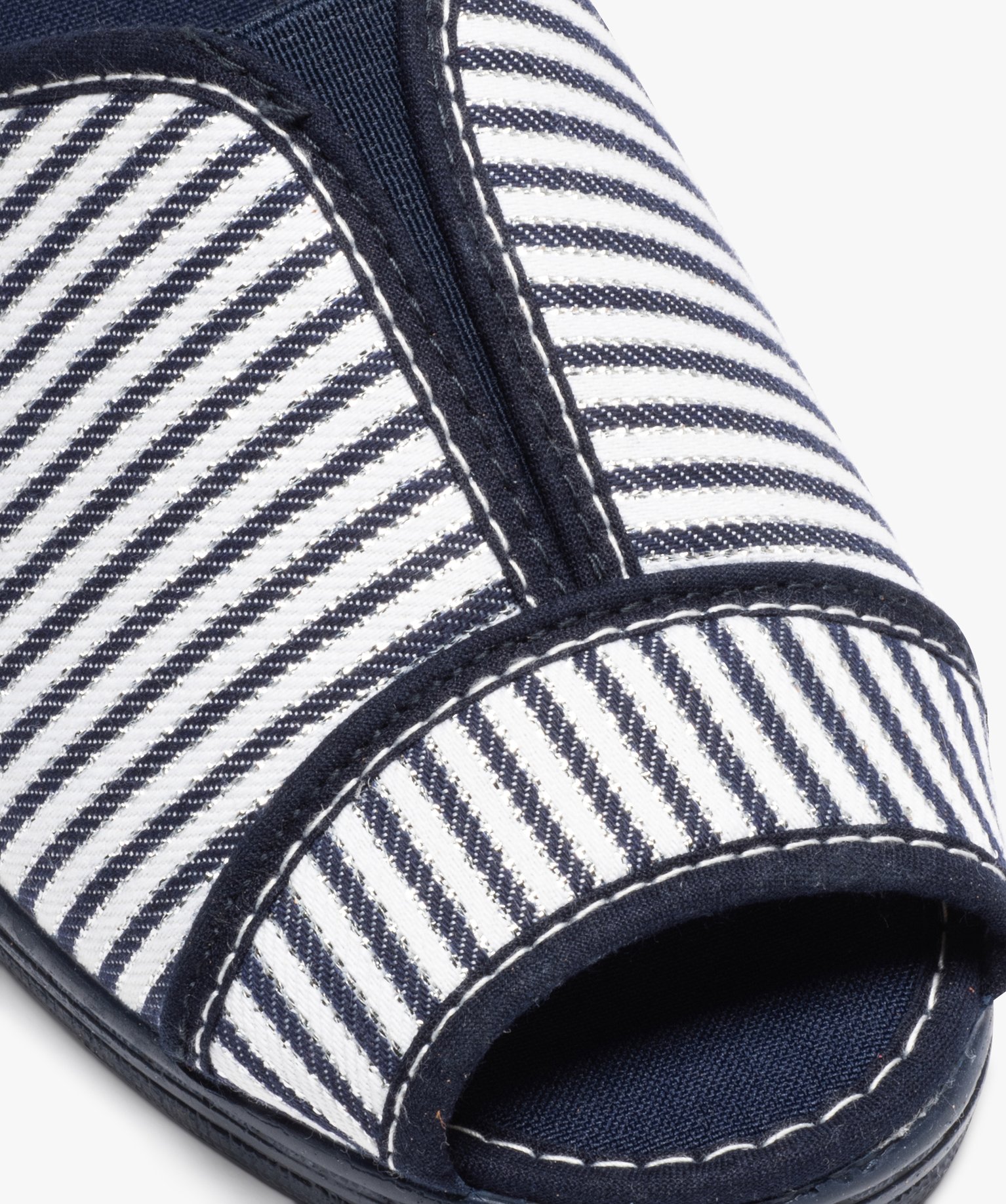 Mules femme à talon compensé et en tissu marine | GEMO