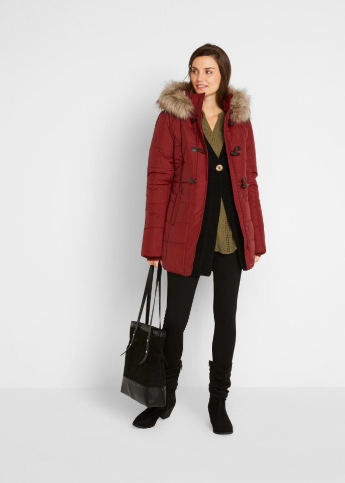 Duffle-Jacke mit Kapuze und Knebelknöpfen