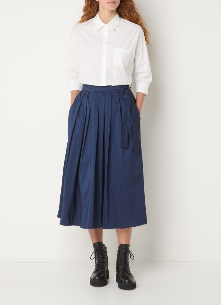 Fustă midi plisată MaxMara Zarda cu talie cu curea