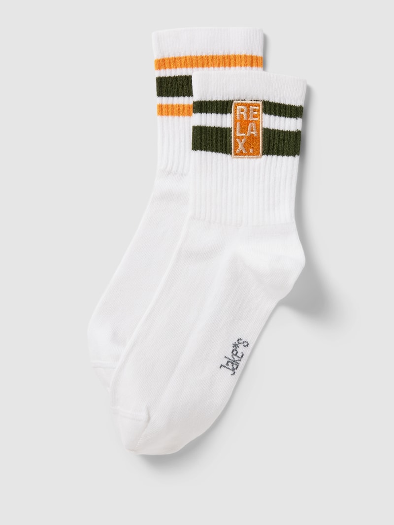Socken mit Motiv-Stitching im 2er-Pack in weiß