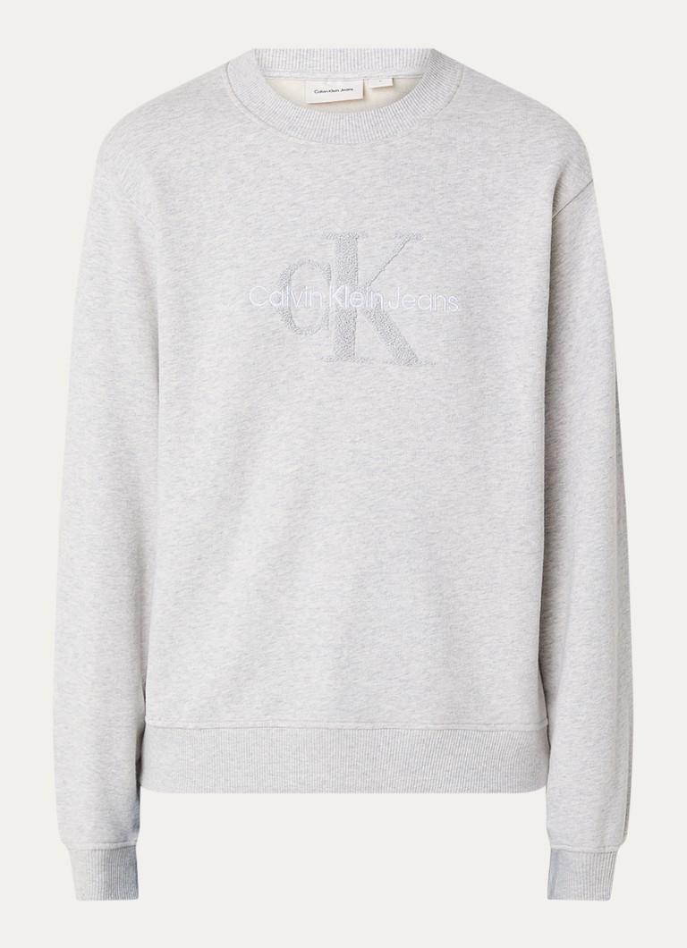 Pulover Calvin Klein din material chenille cu logo brodat