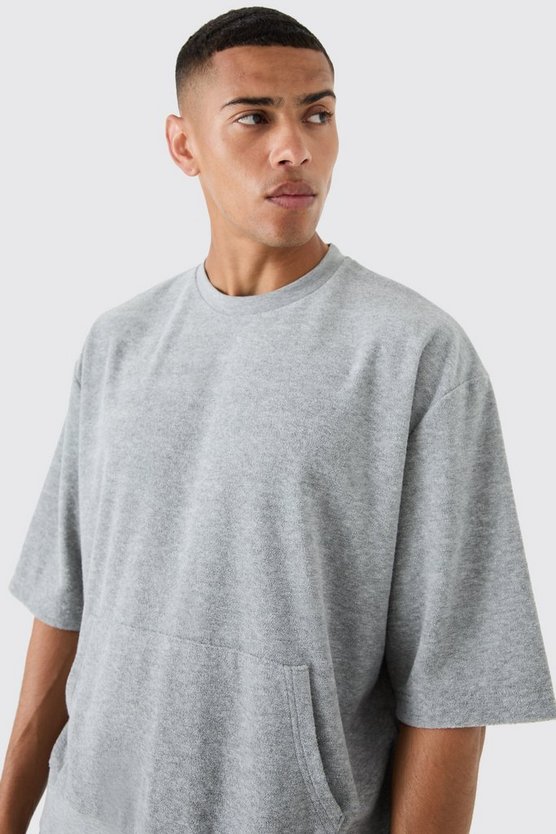 Kurzärmliges kastiges Oversize Frottee Sweatshirt