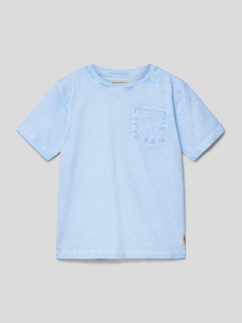 T-Shirt mit Label-Patch in blau