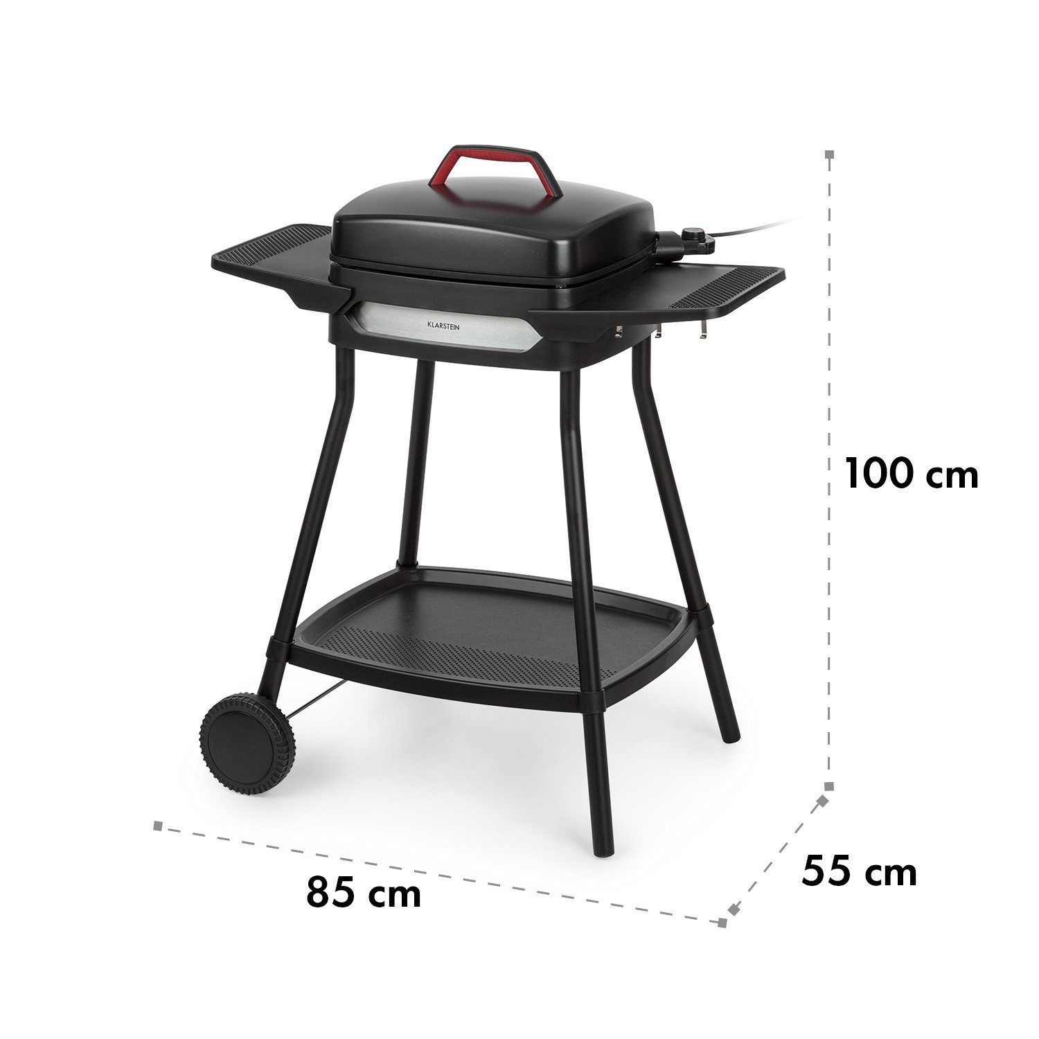 Klarstein Kontaktgrill Gatsby, 2000 W, große Seitentische, Grillplatte mit Antihaft-Beschichtung