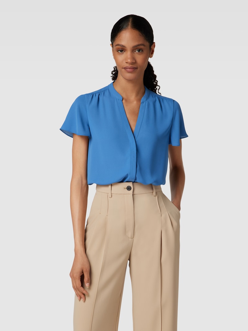 Blusenshirt mit V-Ausschnitt in blau