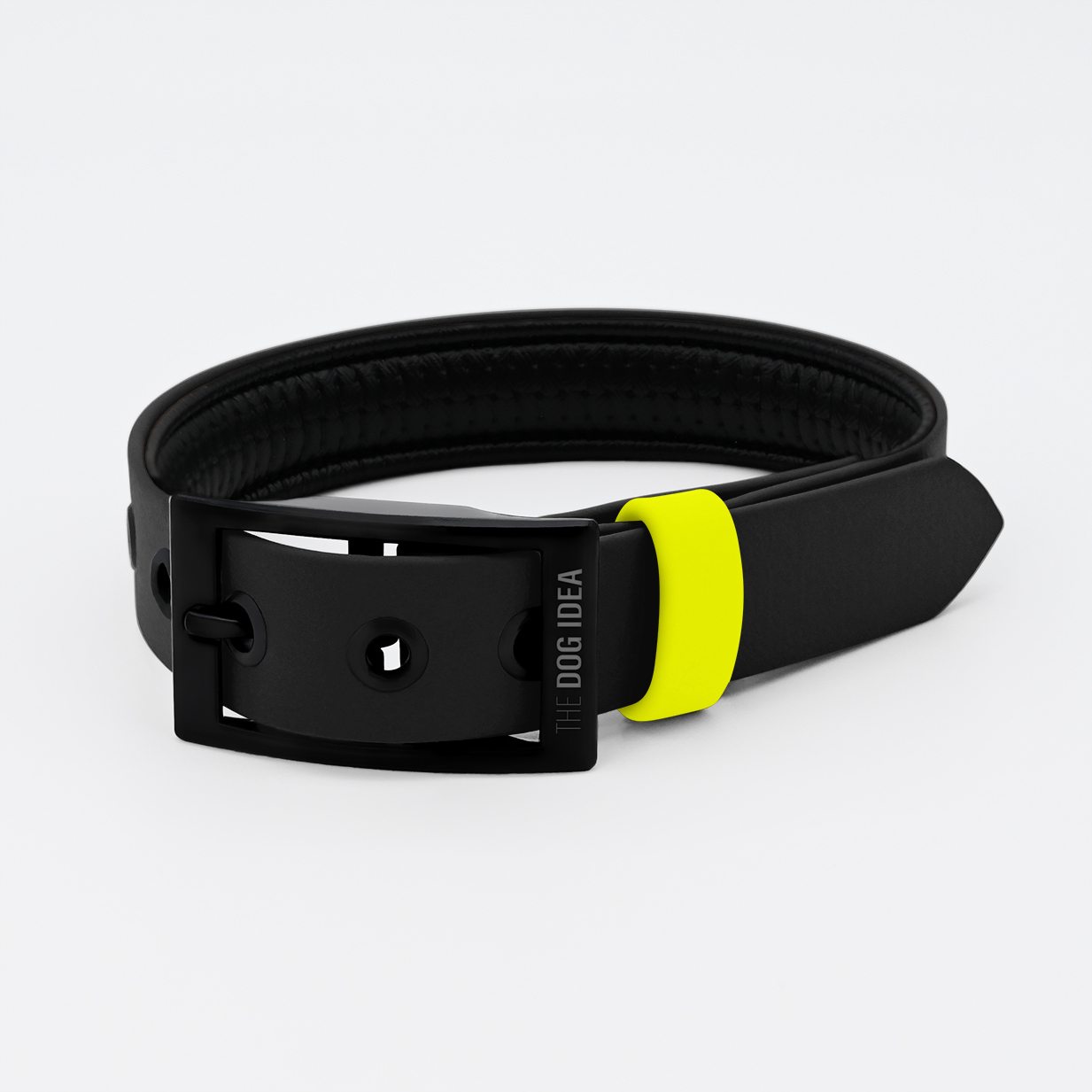 THE DOG IDEA Hundehalsbänder THE DOG IDEA Biothane Halsband Schwarz neon gelb XS
