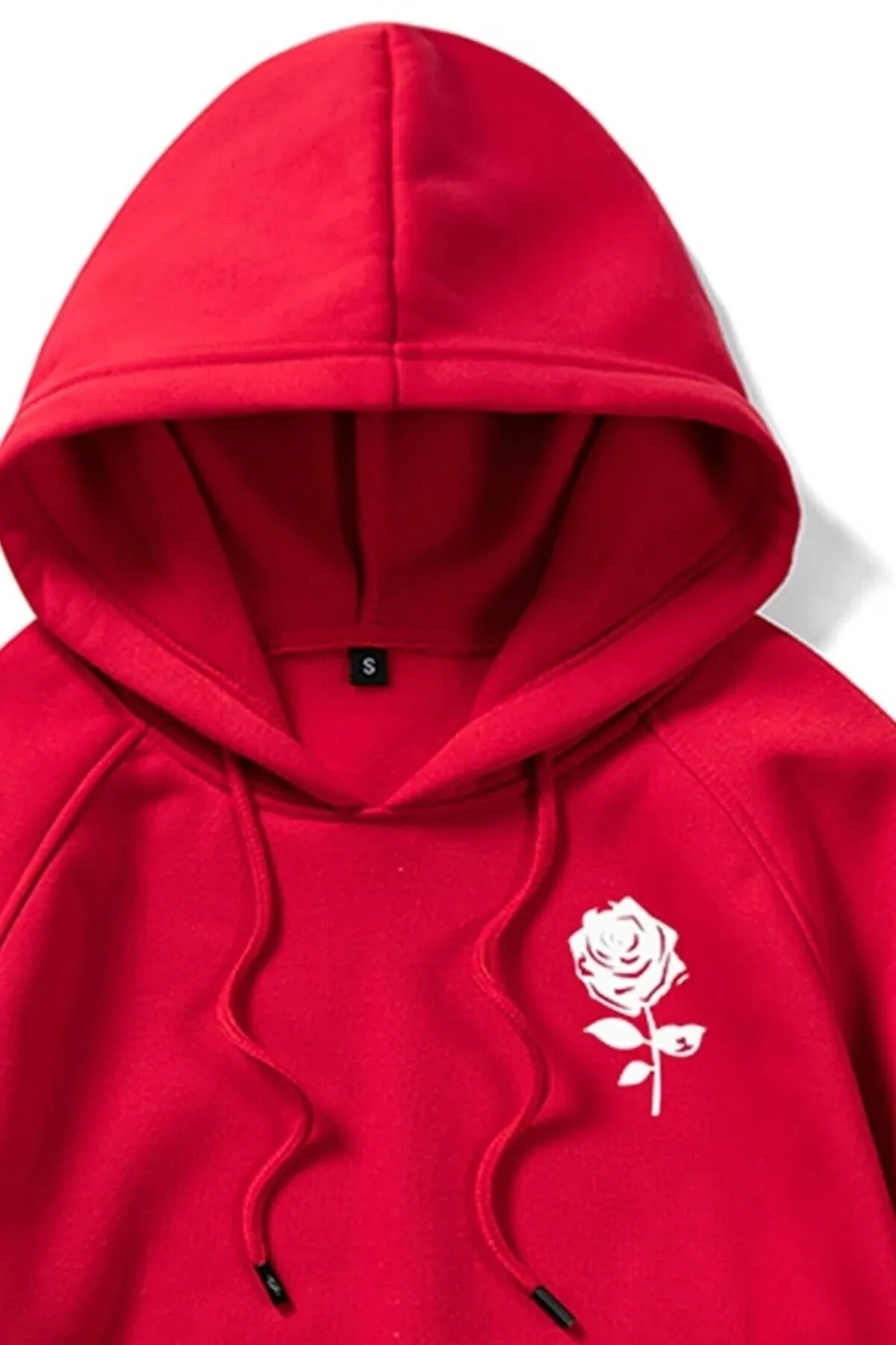MODAGEN  Unisex-Sweatshirt in Rot mit Rosendetails auf der linken Brustseite