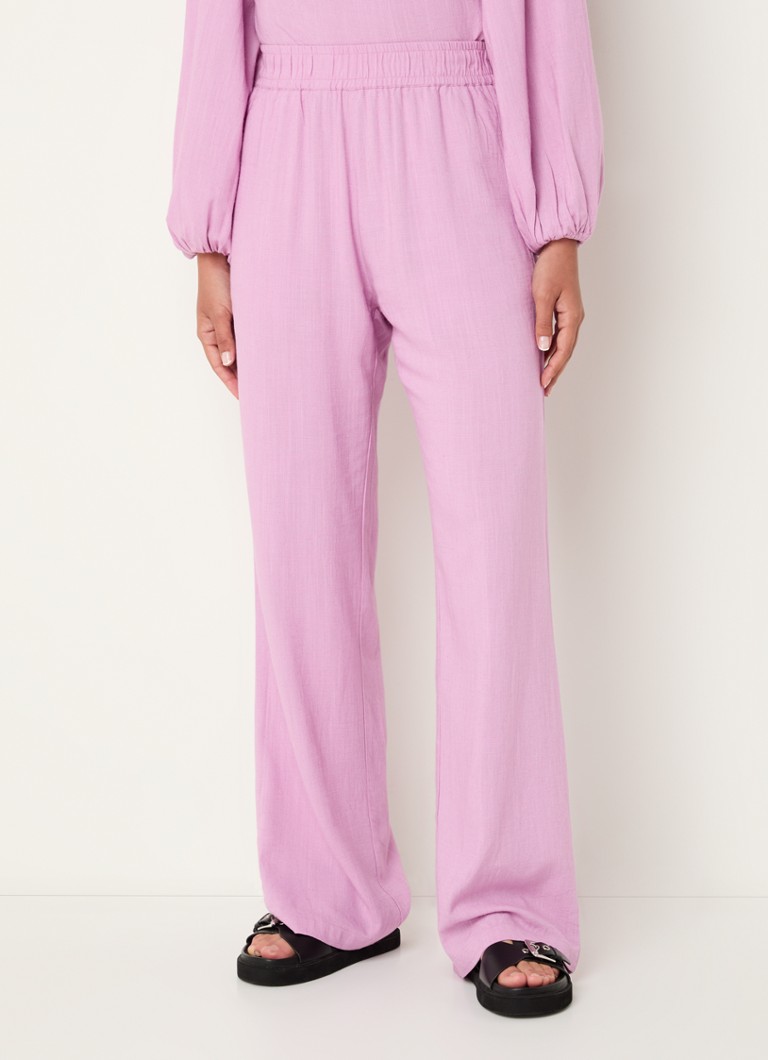 Refined Department Sandy high waist straight fit trousers in linen blend