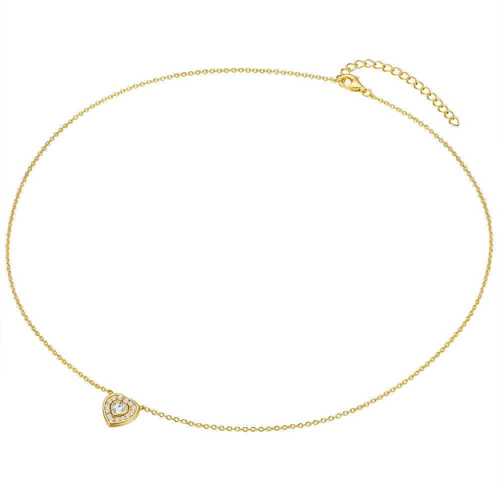 Rafaela Donata Chaîne Coeur Argent sterling Oxyde de zirconium (CZ) en Or jaune collier
