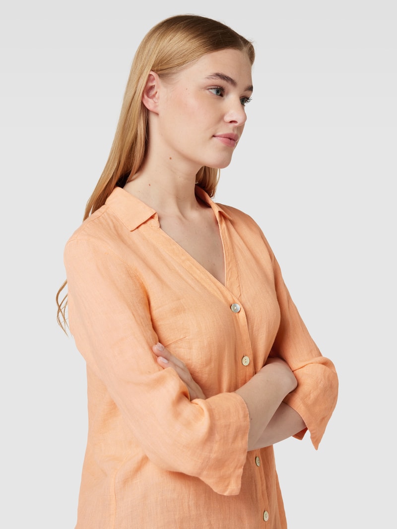 Leinenbluse mit Knopfleiste in apricot