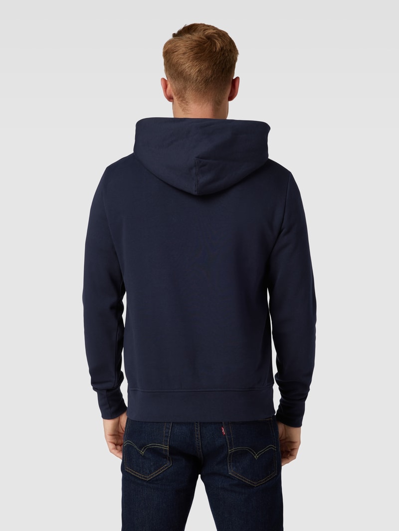 Hoodie mit Logo-Stitching Modell 'FLAG' in marineblau