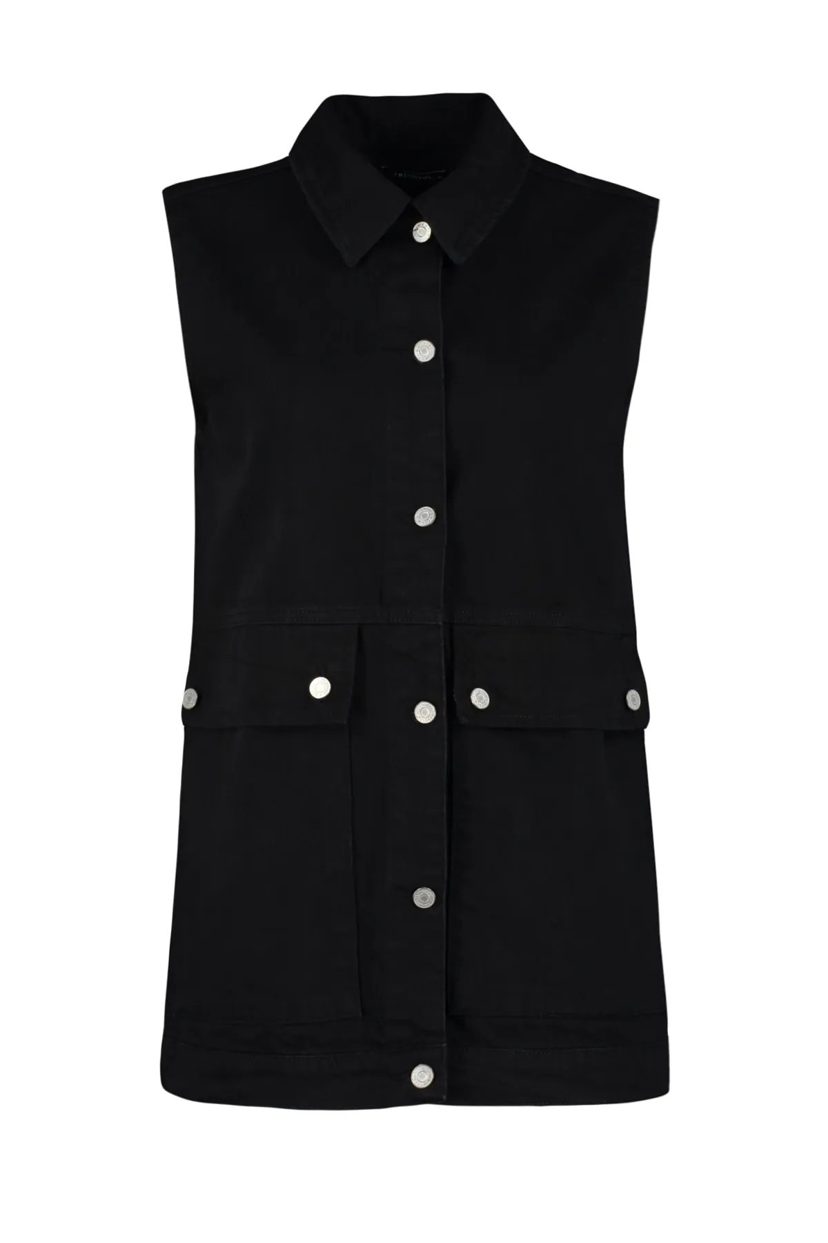 Trendyol Collection  Schwarze Jeansweste aus 100 % Baumwolle mit Hemdkragen und Taschendetail TCTAW22CK0006