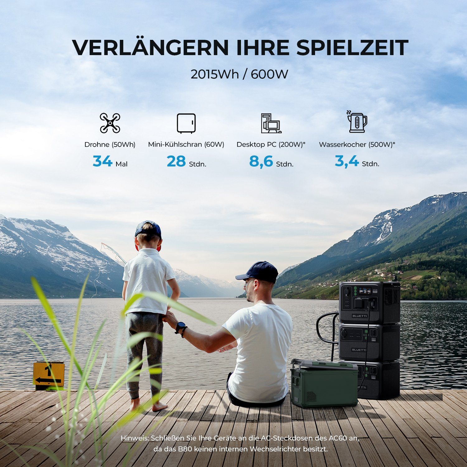 BLUETTI Stromerzeuger BLUETTI B80/P 806Wh Solarbatterie für BLUETTI AC60 Stromzeuger, IP65 Wasserdicht