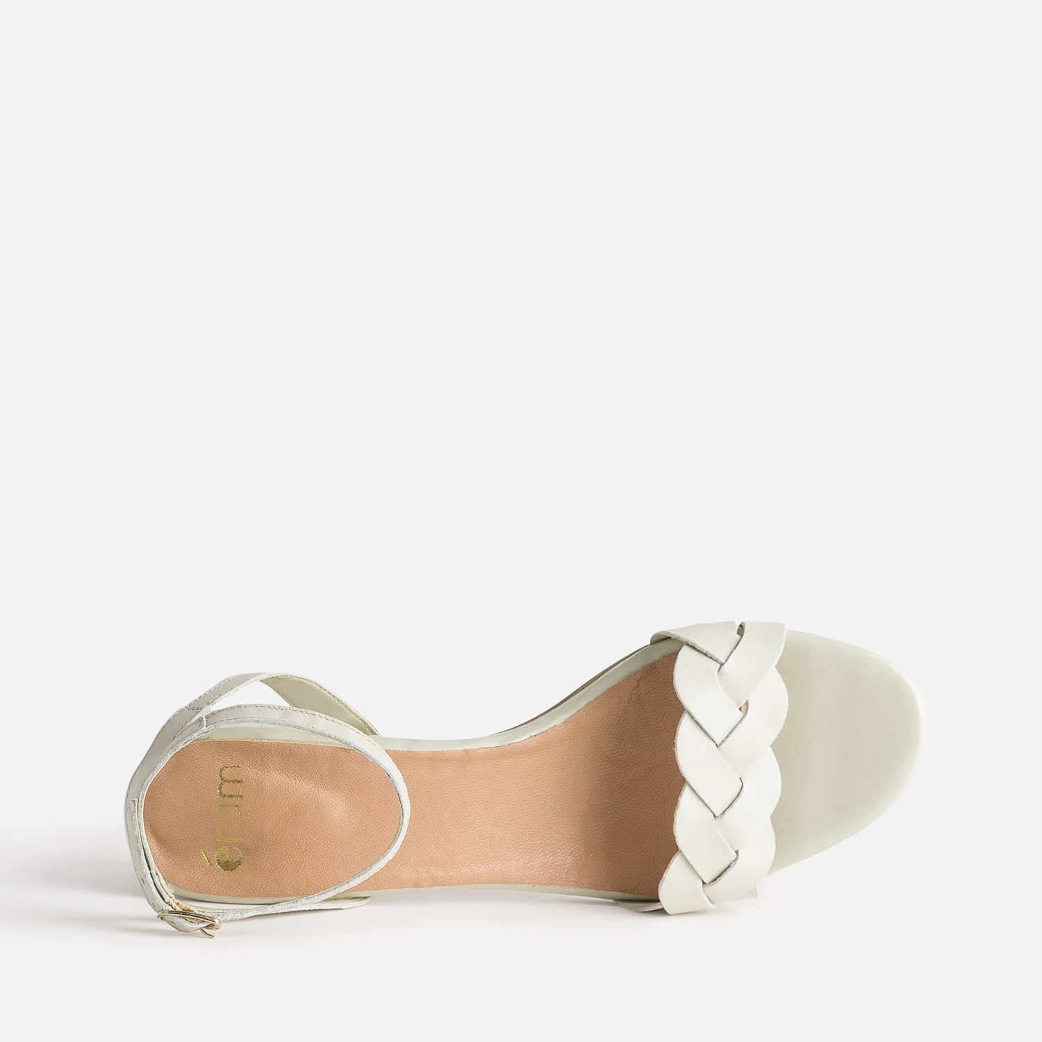 Sandale en cuir blanc cassé