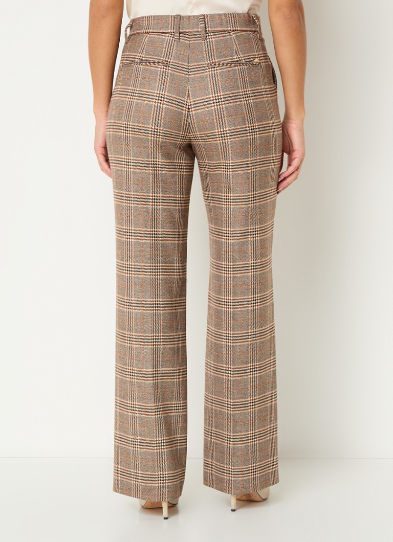 Gardeur Franca high waist wide fit trousers with checked design and side pockets
