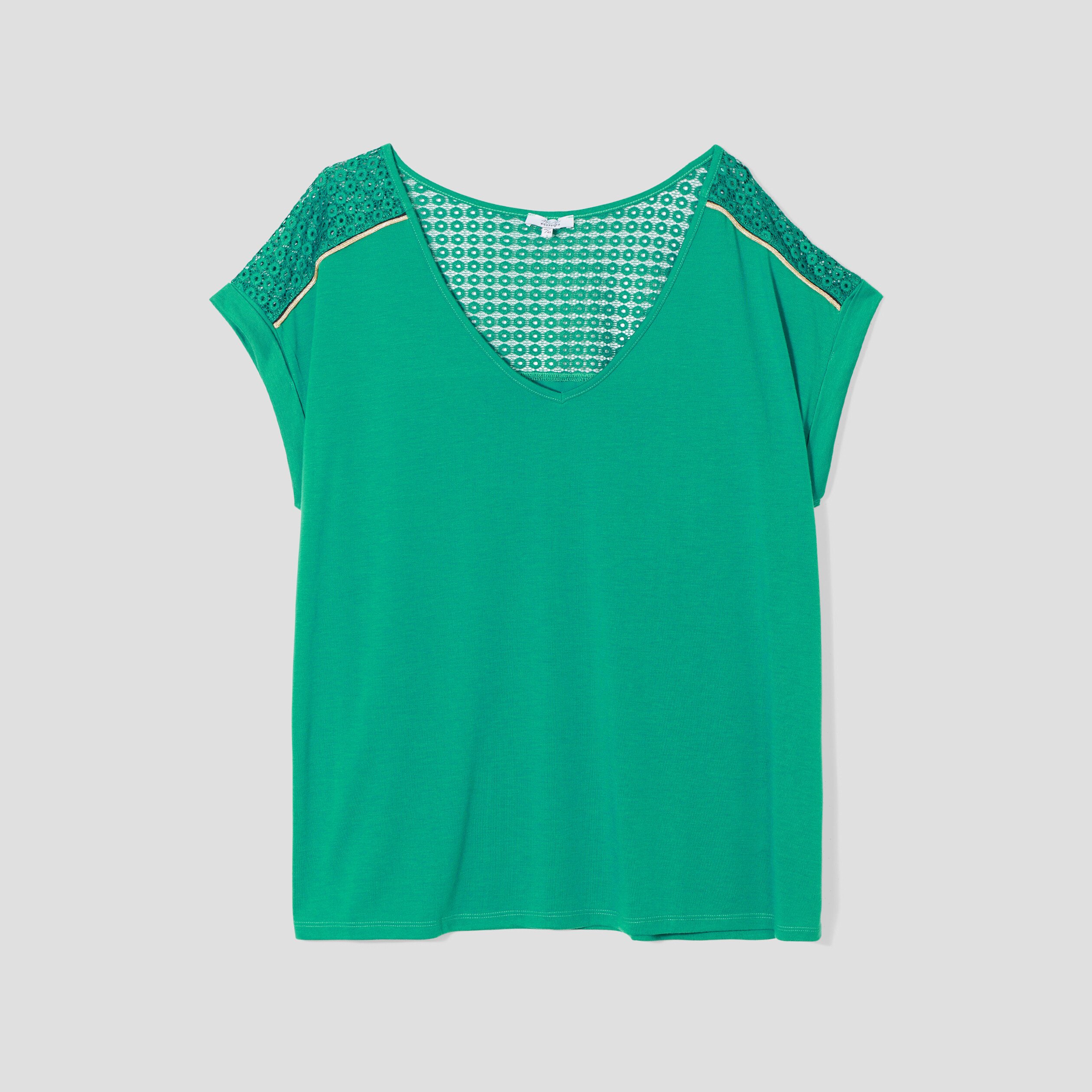 T-shirt manches courtes vert émeraude femme grande taille | La Halle