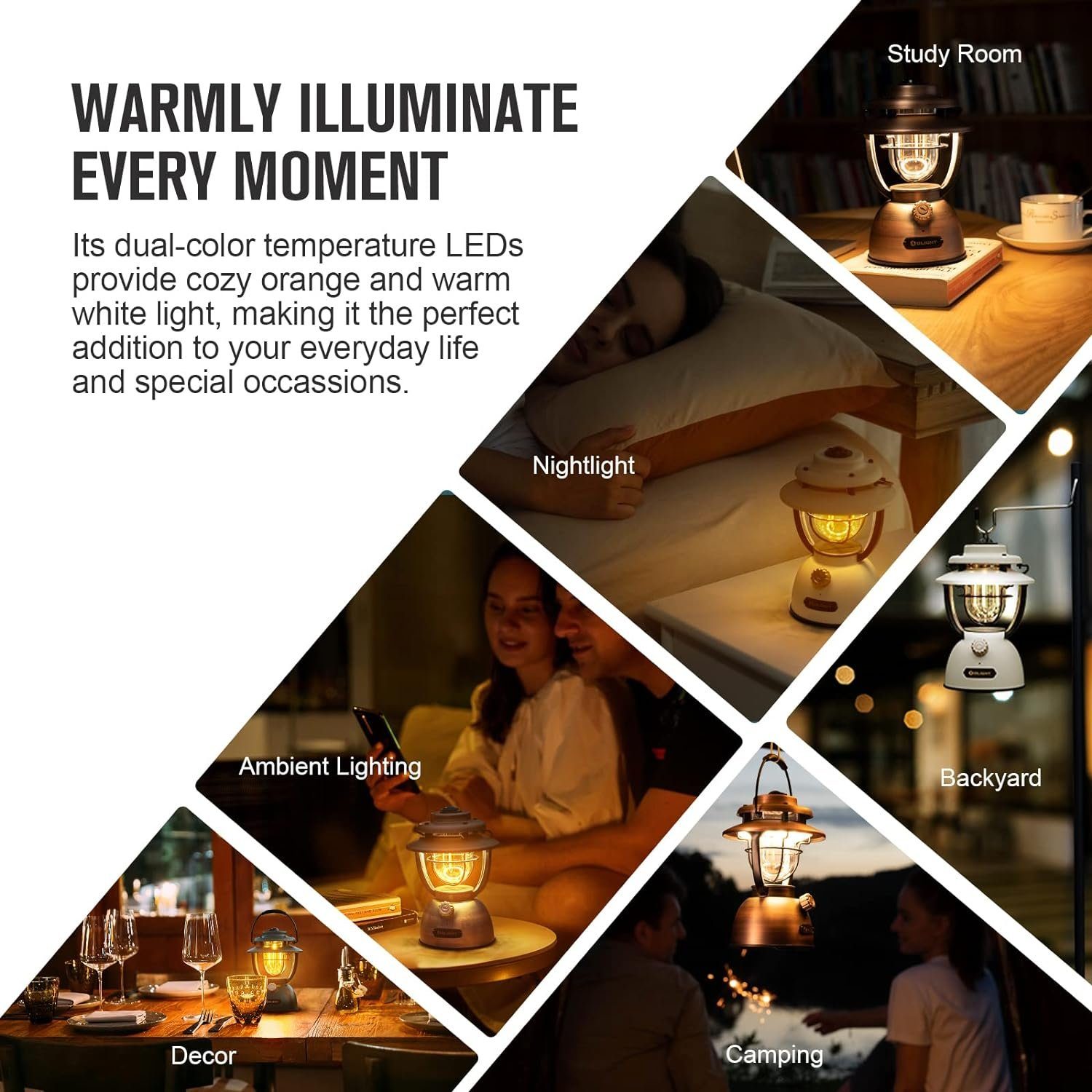 OLIGHT LED Laterne Olantern Classic 2 Pro Campinglampe 300 Lumen, LED fest integriert, Orange LEDs; Warmweiße LEDs, Stufenlos dimmbar, Notstrombank USB Wiederaufladbar