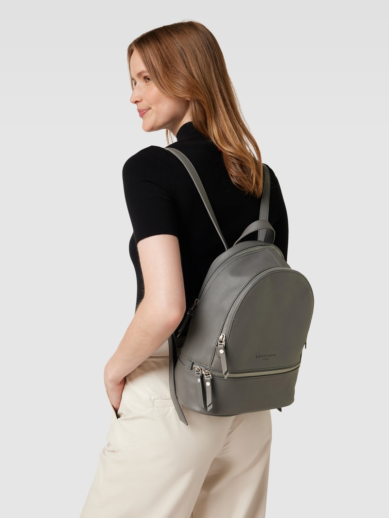 Rucksack mit Label-Details Modell 'Noos' in dunkelgrau