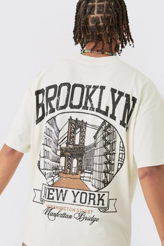 Oversize T-Shirt mit Brooklyn-Print