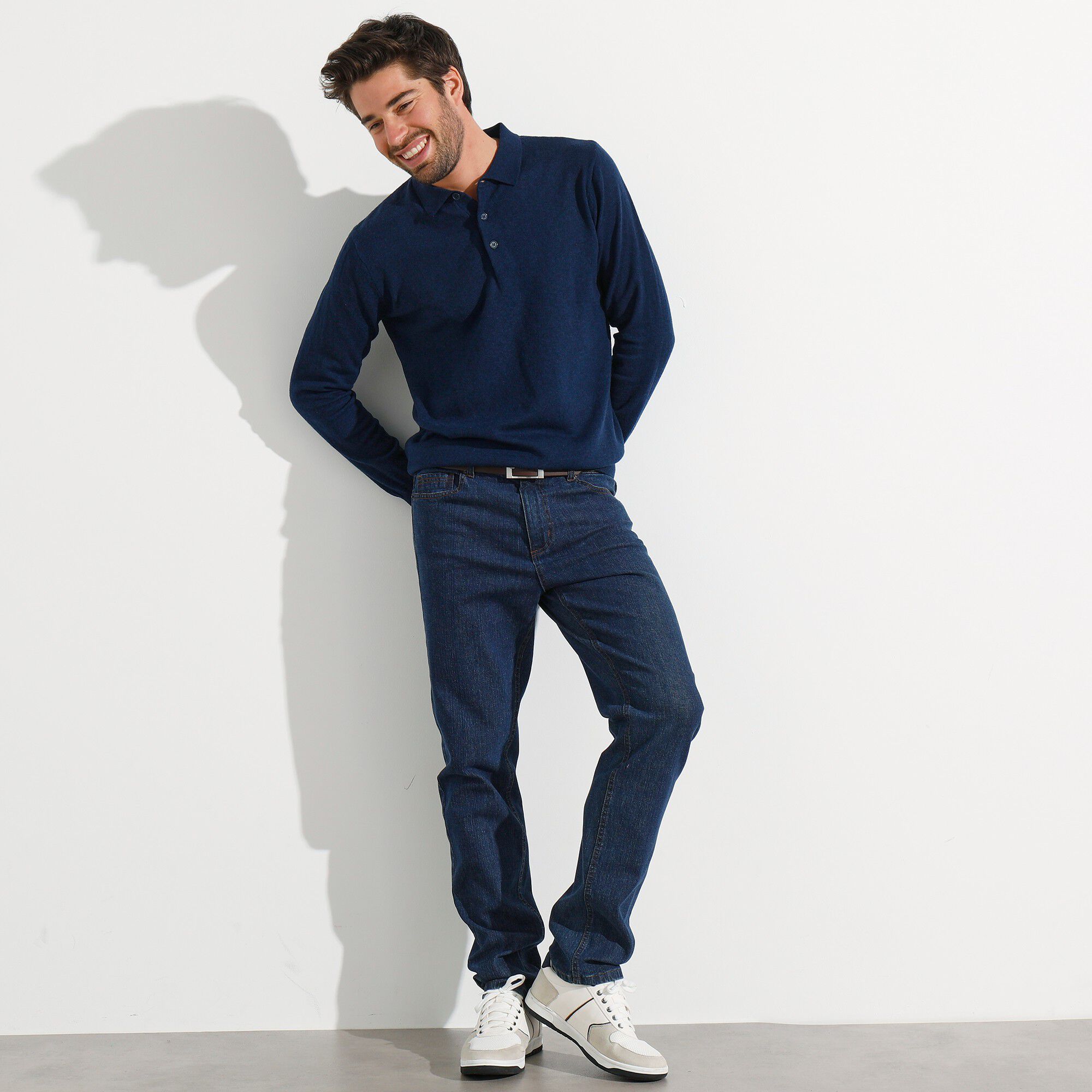 Pull col polo boutonné 80% laine