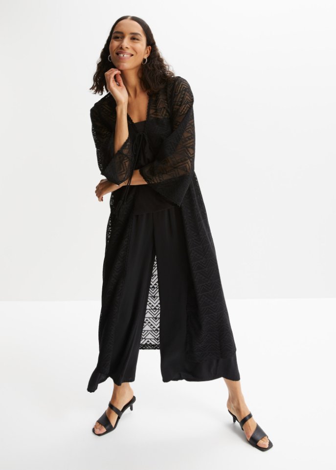 Longjacke in Crochet-Optik